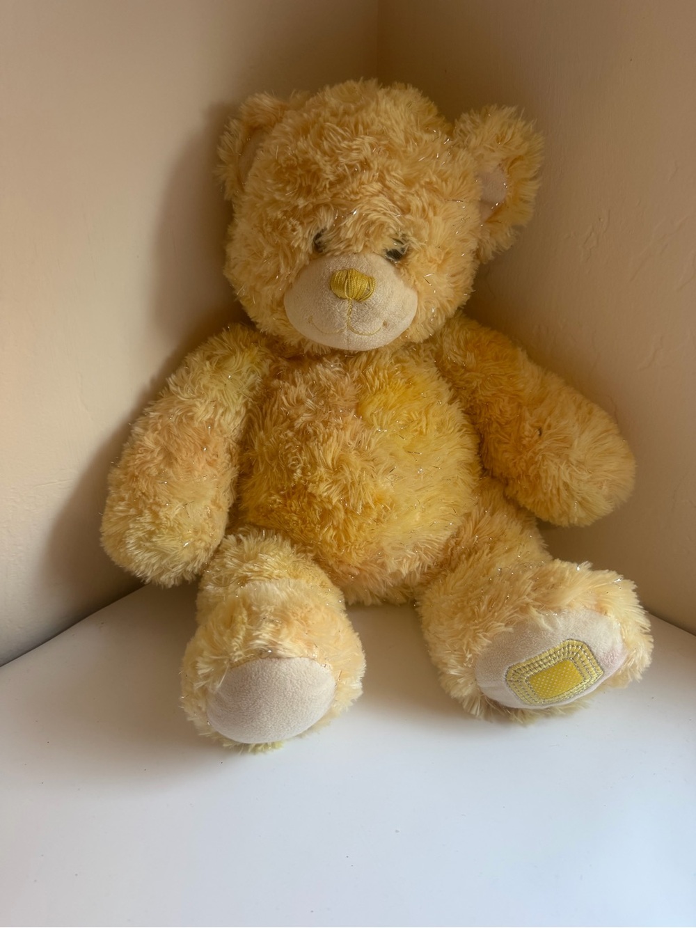 Build a Bear Plush Yellow Teddy Bear Stuffed Toy - Soft Cuddly Companion